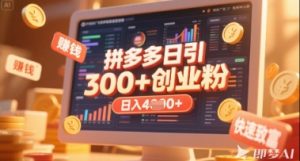 拼多多创业引流项目，每天吸引200+付费创业粉，实现日入多张+稳定收益-沐风资源库