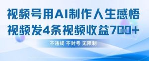 用AI做人生感悟视频，4条视频当天收益782-沐风资源库