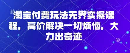 淘宝付费玩法无界实操课程，高价解决一切烦恼，大力出奇迹-沐风资源库