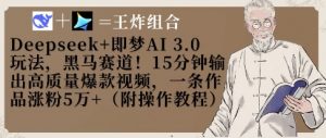Deepseek+即梦AI3.0玩法，黑马赛道！15分钟输出高质量爆款视频，一条作品涨粉5W+-沐风资源库