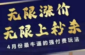 4月12号拼多多线上课，无限涨价，无限上秒杀，4月份最牛逼的强付费玩法-沐风资源库