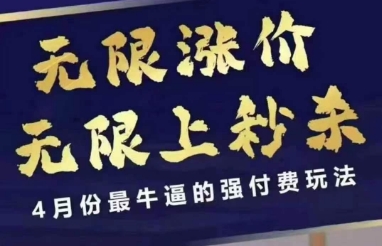 4月12号拼多多线上课，无限涨价，无限上秒杀，4月份最牛逼的强付费玩法-沐风资源库
