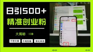 不需要我们去想文案，也不需要我们去剪辑视频，日引500+精准创业粉，方法大揭秘-沐风资源库