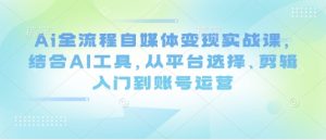 Ai全流程自媒体变现实战课，结合AI工具，从平台选择、剪辑入门到账号运营-沐风资源库