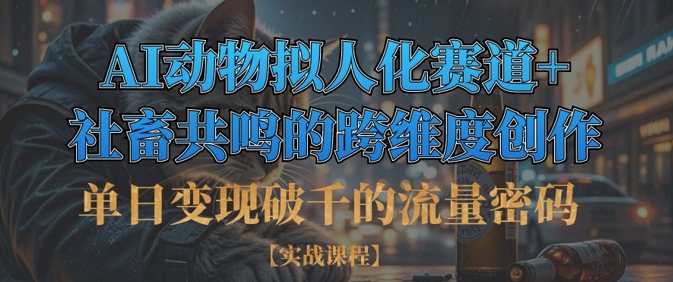 单日变现破千的流量密码，AI动物拟人化赛道+社畜共鸣的跨维度创作-沐风资源库