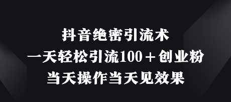 抖音绝密引流术，一天轻松引流100+创业粉，当天操作当天见效果-沐风资源库