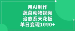 用Ai制作蔬菜动物视频，治愈系天花板，单日变现1k-沐风资源库