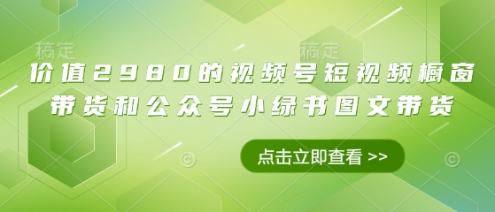 价值2980的视频号短视频橱窗带货和公众号小绿书图文带货-沐风资源库
