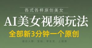 各类AI美女视频玩法，3分钟一个原创，当天可变现-沐风资源库