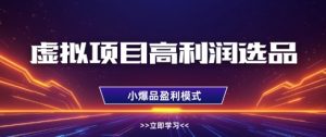 虚拟项目高利润选品方法，做好单店利润1W+，可多店倍增利润-沐风资源库