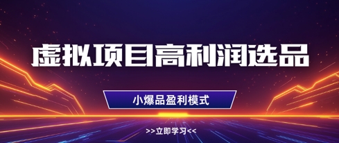 虚拟项目高利润选品方法，做好单店利润1W+，可多店倍增利润-沐风资源库