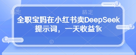 全职宝妈在小红书卖DeepSeek提示词，一天收益1k-沐风资源库