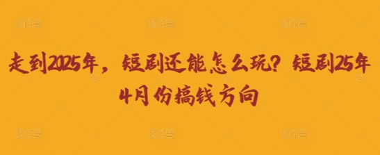 走到2025年，短剧还能怎么玩？短剧25年4月份搞钱方向-沐风资源库