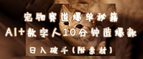宠物赛道爆单秘籍:AI+数字人10分钟造爆款,日入1k-沐风资源库