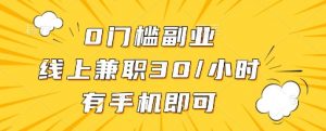 0门槛副业，线上兼职30一小时，有一部手机即可操作【揭秘】-沐风资源库