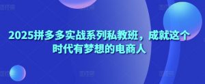 2025拼多多实战系列私教班，成就这个时代有梦想的电商人-沐风资源库