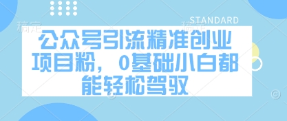 公众号引流精准创业项目粉，0基础小白都能轻松驾驭-沐风资源库