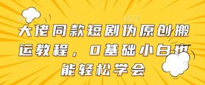 大佬同款短剧伪原创搬运方法，0基础小白也能轻松学会-沐风资源库
