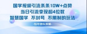 国学视频引流条条10W+点赞当日引流变现超4位数-沐风资源库
