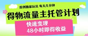 得物流量主托管计划，原创独家玩法，每天几分钟，快速变现，48小时即得收益【揭秘】-沐风资源库