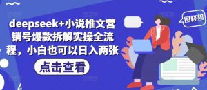 deepseek+小说推文营销号爆款拆解实操全流程，小白也可以日入两张-沐风资源库