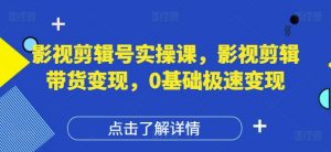 影视剪辑号实操课，影视剪辑带货变现，0基础极速变现-沐风资源库