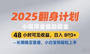 2025小程序全自动掘金，48 小时可见收益，日入8张，长期稳定靠谱，小白宝妈轻松上手【揭秘】-沐风资源库
