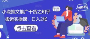 小说推文推广干货之知乎搬运实操课，日入2张-沐风资源库