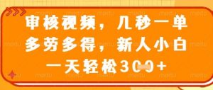 视频审核员，几秒一单，不限时间，不限地点，多做多得，新人小白一天轻松几张+【揭秘】-沐风资源库
