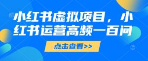 小红书虚拟项目,小红书运营高频一百问【文档】-沐风资源库