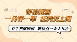 评论截图，0.5元一单，一分钟一单，有手机就能做，任务无上限，勤快点一天几张【揭秘】-沐风资源库