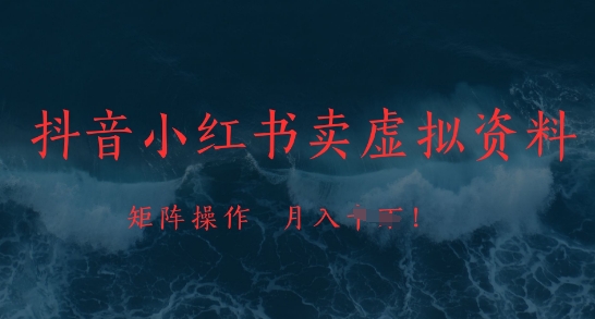 抖音小红书卖虚拟资料，市场需求一直存在，矩阵操作，月入1w+-沐风资源库