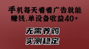 手机每天看看广告就能挣钱，单设备收益40+，无需养鸡，实测稳定【揭秘】-沐风资源库
