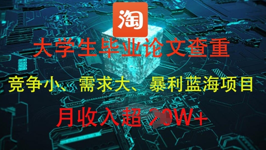 大学生毕业论文查重，暴利蓝海项目，月收入过1W+-沐风资源库
