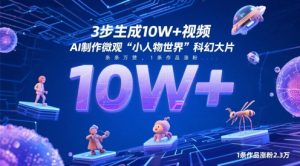 3步生成10W+视频，AI制作微观“小人物世界”科幻大片，条条万赞，1条作品涨粉2.3W-沐风资源库