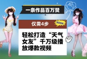 一条作品百万赞！ 只需4步，轻松打造“天气女友”千万级播放爆款视频-沐风资源库