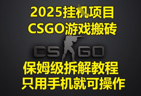 2025挂G项目，CSGO游戏搬砖，保姆级拆解教程，只用手机就可操作【揭秘】-沐风资源库