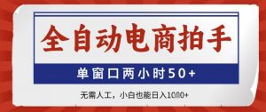全自动电商拍手，单窗口两小时50+，无需人工，小白也能日入1k+【揭秘】-沐风资源库