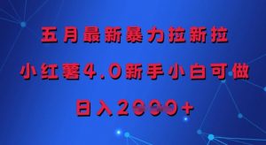 五月最新暴力拉新拉，小红薯4.0新手小白可做，日入多张-沐风资源库