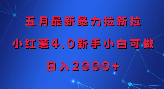 五月最新暴力拉新拉，小红薯4.0新手小白可做，日入多张-沐风资源库