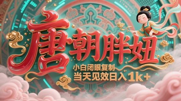 用AI克隆“唐朝胖妞”日更3条，平台疯狂推流，小白闭眼复制，当天见效，日入1k+-沐风资源库