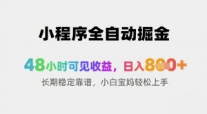 小程序全自动掘金，48小时可见收益，日入8张+长期稳定靠谱，小白宝妈轻松上手【揭秘】-沐风资源库