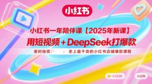 小红书一年陪伴课【2025年新课】，用短视频+deepSeek打爆款，史上最干货的小红书店铺爆款课程-沐风资源库