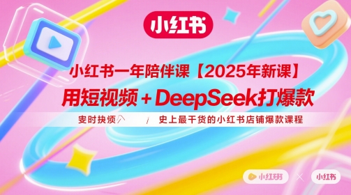 小红书一年陪伴课【2025年新课】，用短视频+deepSeek打爆款，史上最干货的小红书店铺爆款课程-沐风资源库