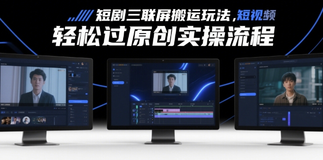 短剧三联屏搬运玩法，短剧搬运轻松过原创实操流程-沐风资源库