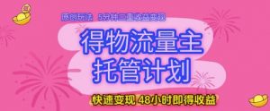 得物流量主托管计划，原创玩法，5分钟三重收益变现，快速变现，48小时即得收益【揭秘】-沐风资源库