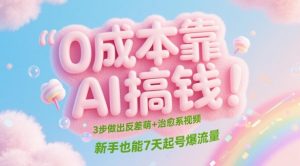 0成本靠AI搞钱！3步做出反差萌+治愈系视频，新手也能7天起号爆流量-沐风资源库