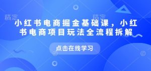 小红书电商掘金课，小红书电商项目玩法全流程拆解（更新5月）-沐风资源库