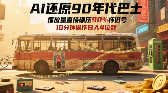 AI还原90年代巴士，一帧就让70后泪崩，播放量直接碾压90%怀旧号，每天操作十分钟，日入四位数-沐风资源库