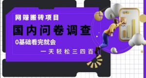 网创搬砖项目，国内问卷调查，0基础看完就会 一天轻松三四张，靠谱副业干就完了【揭秘】-沐风资源库